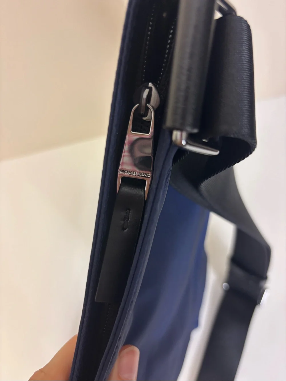 Michael Kors Navy Nylon and Black Crossbody Bag